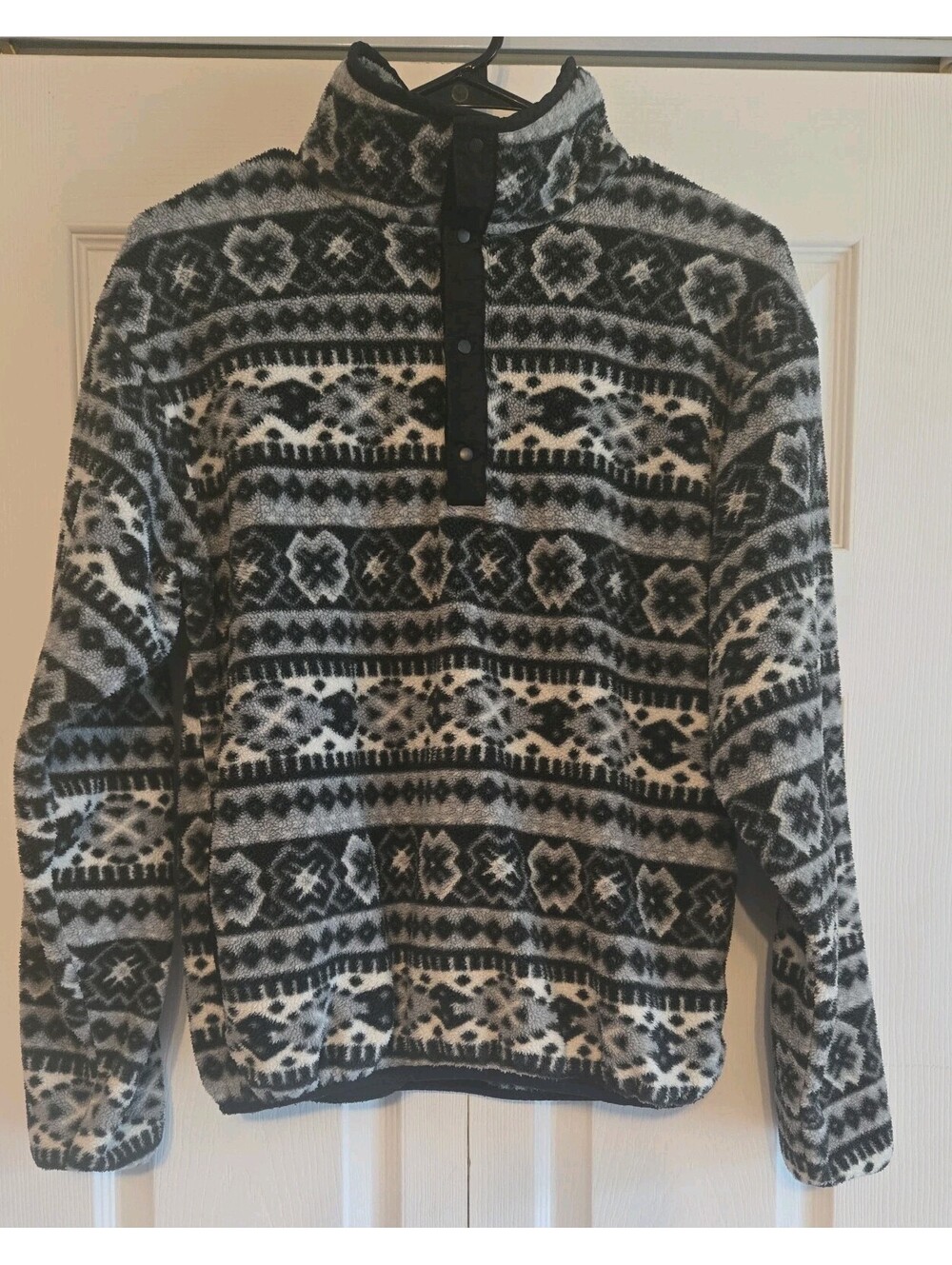 vtg ll bean 1/4 snap button pullover fleece sweater fair isle nordic sz M?